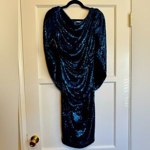Betsy Adam Goregous Royal blue sequin prom/wedding cocktail/party dress size 6